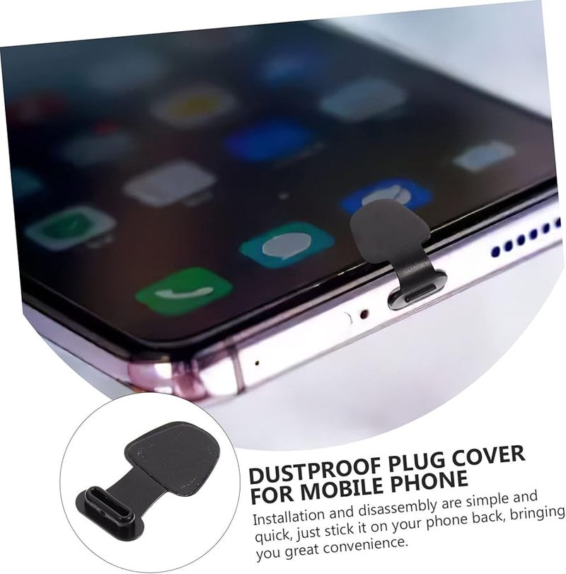 Black 16 Pcs Self Adhesive Type C Charging Port Protectors Silicone Stoppers - Image 2